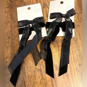 A New Day Womens Girls Hair Ribbons black Alligator Clips 2ct New